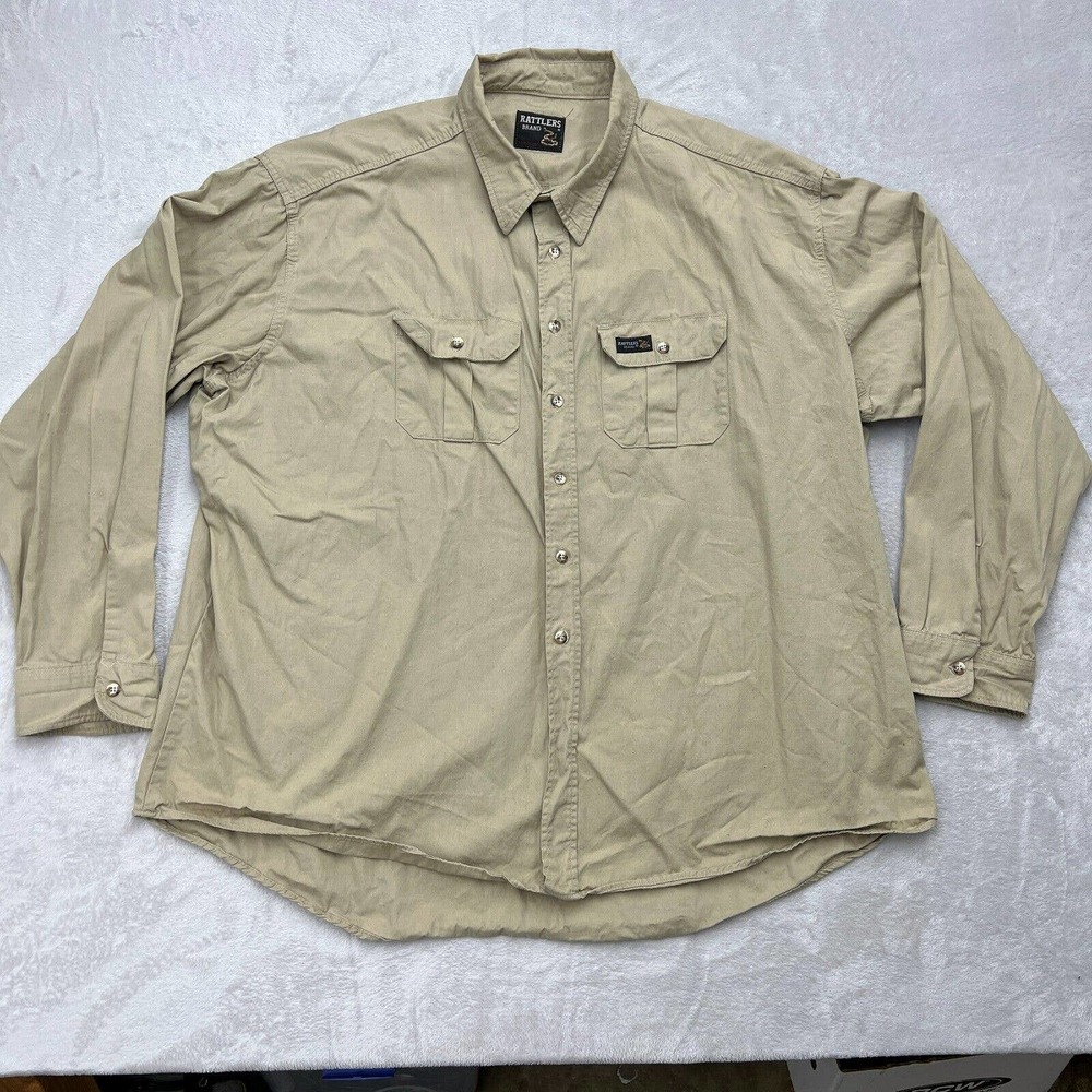 Rattlers Brand Mens Utility Shirt Long Sleeve Work Size 3XL 4XL Vintage Heavy